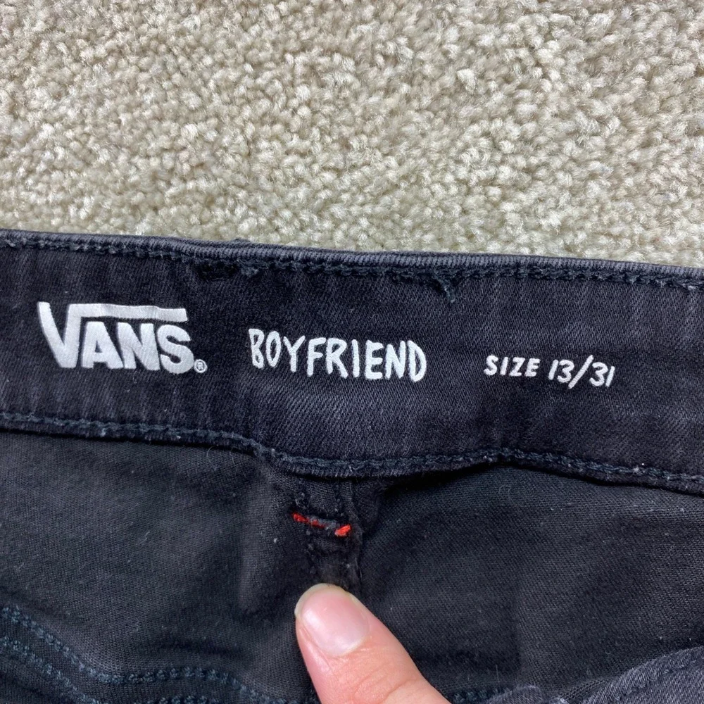 Vans Boyfriend Shorts Womens 13/31 Black Denim Rolled Hem Outdoor‎ Summer